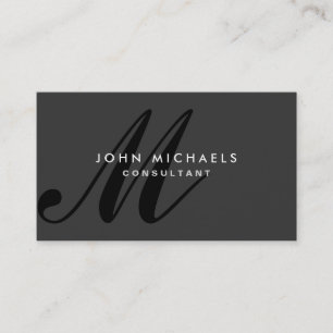 Monogram Professionell Elegant Modern svart Visitkort