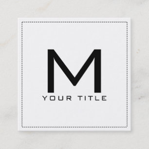 Monogram Professionell Elegant Modern White Fyrkantigt Visitkort