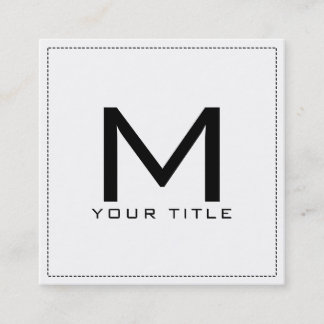 Monogram Professionell Elegant Modern White Fyrkantigt Visitkort