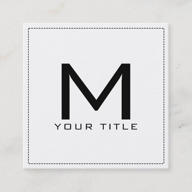 Monogram Professionell Elegant Modern White Fyrkantigt Visitkort (Framsida)