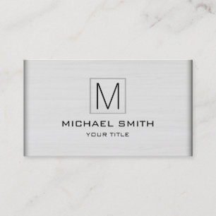 Monogram Professionell Elegant White Wood #3 Visitkort