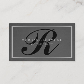 Monogram Professionell Grått Silver Visitkort