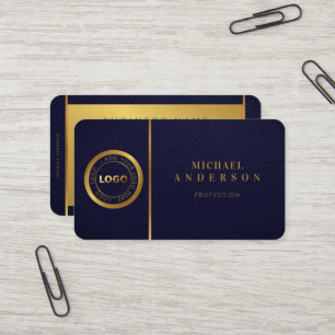Monogram Professionell Luxe Mörk & Guld Circle Log Visitkort