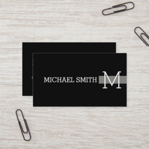 Monogram Professionell Plain Black Modern Titanium Visitkort