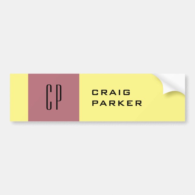 Monogram Professionell Plain Ro Guld Gult Färg Bildekal (Framsidan)