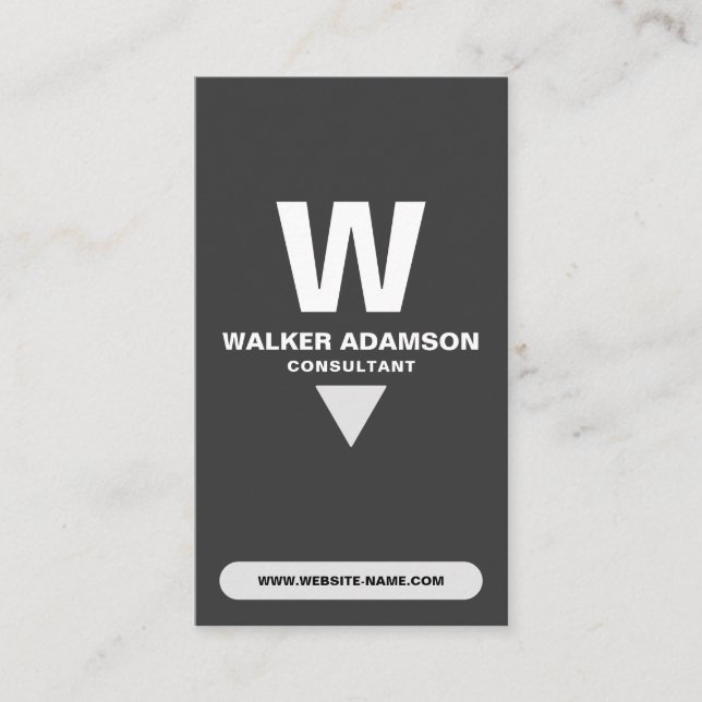 Monogram-professionell (QR) vit och mattsvart Visitkort (Framsida)