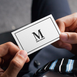 Monogram Professionell, svart och vit modern Visitkort