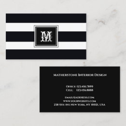 Monogram Professionell, svart och vit modern Visitkort