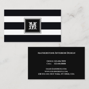 Monogram Professionell, svart och vit modern Visitkort