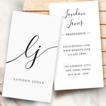 Monogram Professionell White Modern Calligraphy