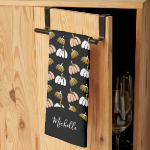 Monogram Pumpkin in Black, , White, Guld Kökshandduk