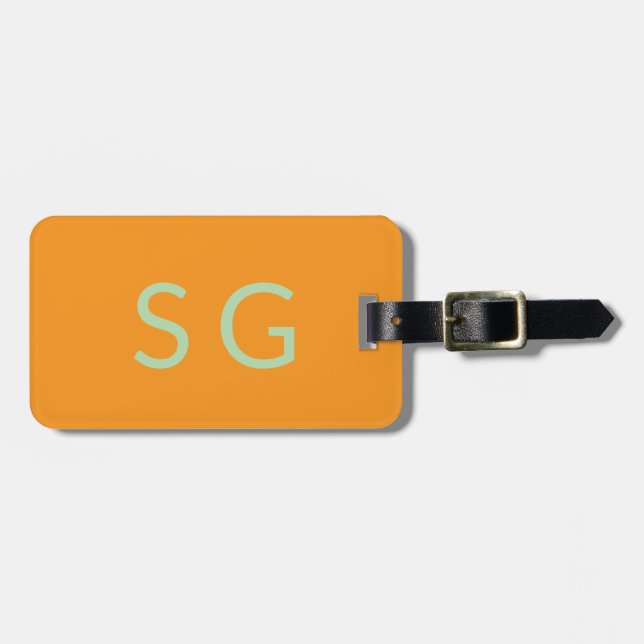 Monogram Pumpkin Orange Grönt Fall Gift-förmån Bagagebricka (Horisontell Framsida)