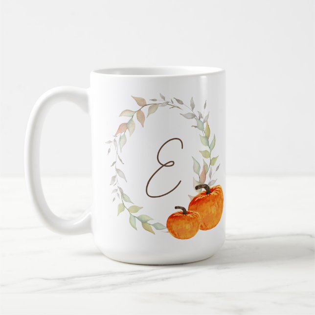 Monogram Pumpkins och Höst löv Kaffemugg (Vänster)