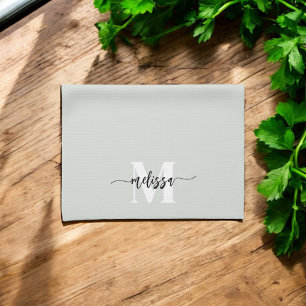 Monogram Push Calligraphy Sage Grönt Kökshandduk