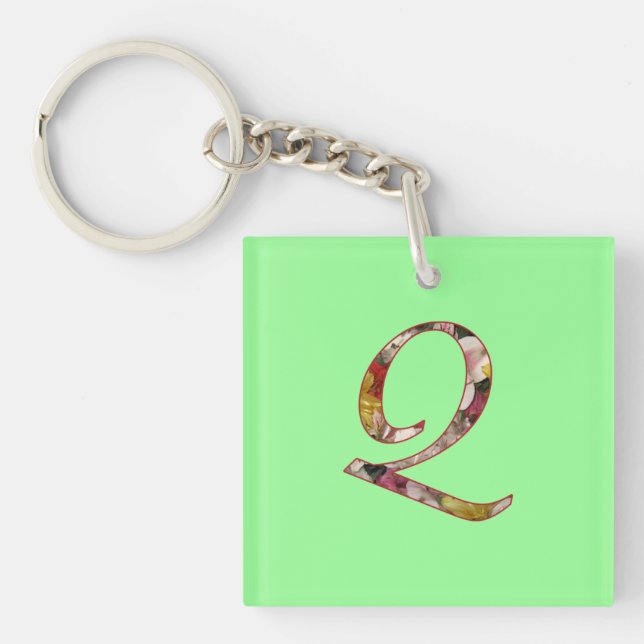 Monogram Q Blommig Nyckelring Design (Framsidan)