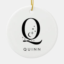 Monogram Q Celestial Namn Julgransprydnad Keramik
