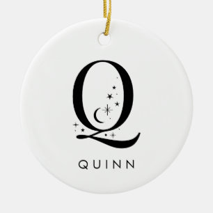 Monogram Q Celestial Namn Julgransprydnad Keramik