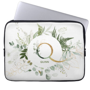 Monogram Q Fern & Eucalyptus Utandning Laptop slee Fodral