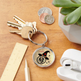 Monogram Q Halloween Himlar Witch Spiders Namn Rund Silverfärgad Nyckelring