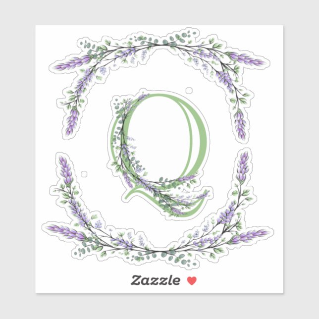 Monogram Q Lavender Eucalyptus Klistermärken (Ark)