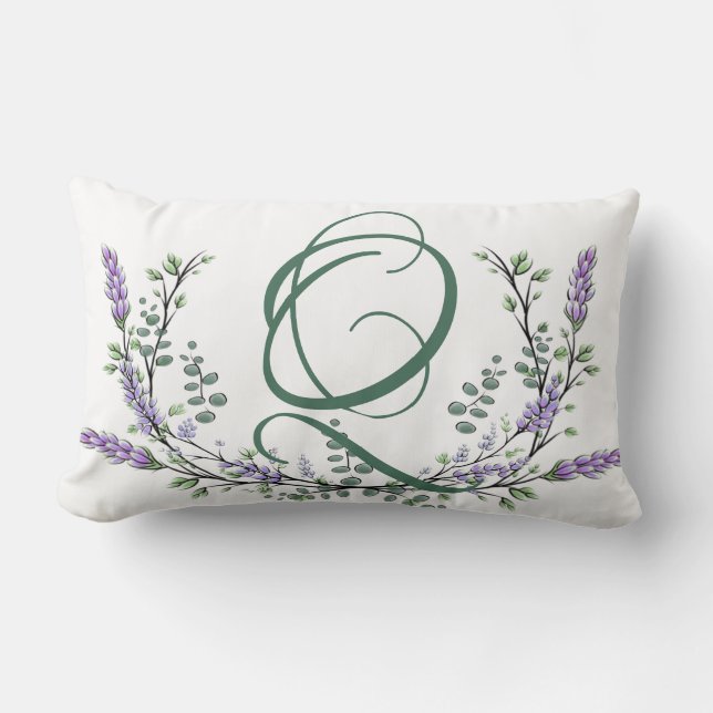 Monogram Q Lavender Eucalyptus Lumbarkudde (Framsida)