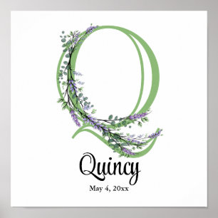 Monogram Q, Lavender Eucalyptus plantskolor Poster