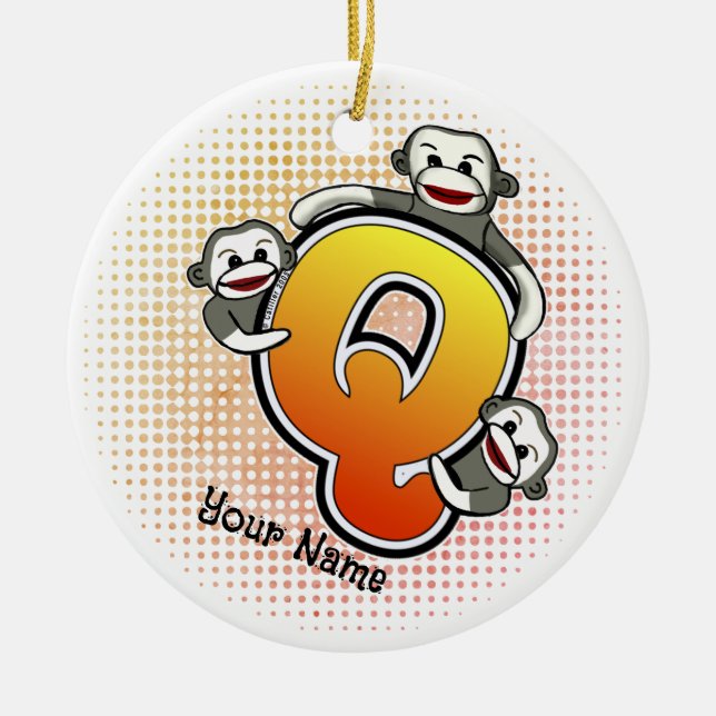 Monogram Q Strumpapa  Julgransprydnad Keramik (Framsidan)