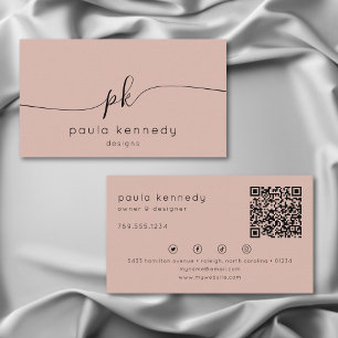 monogram QR-kod för modern minimal Elegant Visitkort