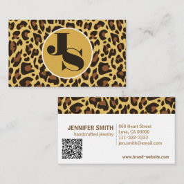 Monogram QR-kod Leopard Skriv ut Rockabilly Mönste Visitkort
