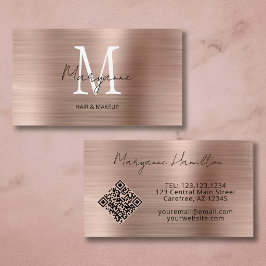 Monogram QR-kod Rose Gold Visitkort