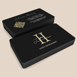 Monogram QR-kod, svart Guld Visitkort