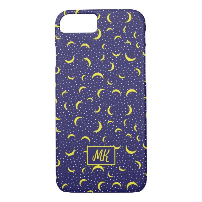 Monogram Quarter Måne Stars Blå himmel Case-Mate iPhone Skal (Baksida)