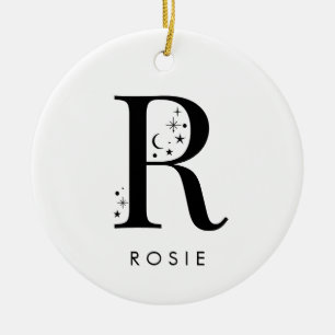 Monogram R Celestial Namn Julgransprydnad Keramik