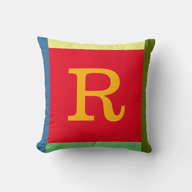 Monogram R-färgade kuddar med färg gräns (Framsida)