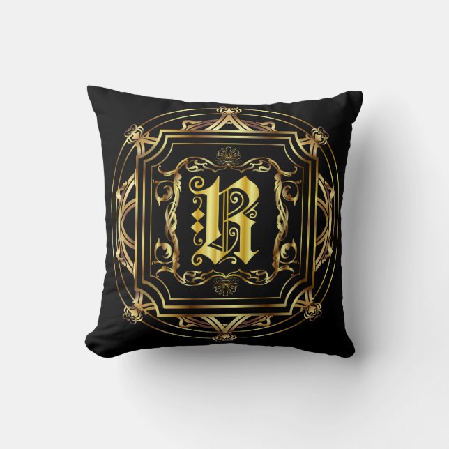 Monogram R för alla Anpassa Redigera Bakgrundsfärg Kudde (Framsida)