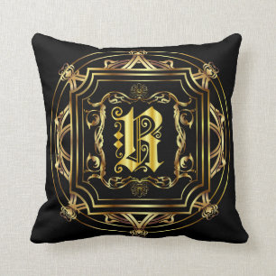 Monogram R för alla Anpassa Redigera Bakgrundsfärg Kudde