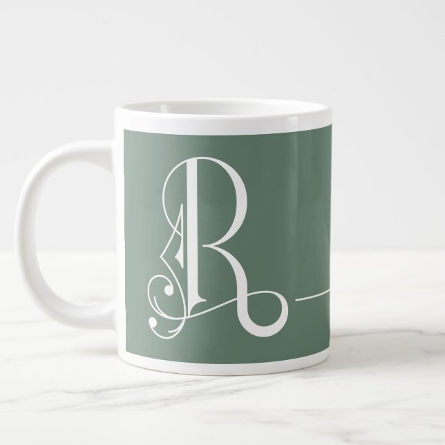 Monogram R i vacker Rulla Typografi Jumbo Mugg (Vänster)