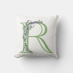 Monogram R Lavender Eucalyptus Kudde