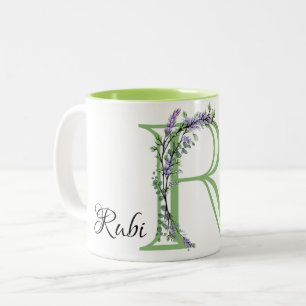 Monogram R Lavender Eucalyptus Två-Tonad Mugg