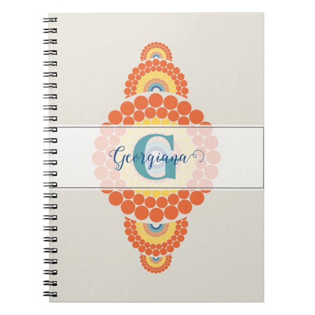 Monogram Radiant Aegean Summer Ornamental Mandala Anteckningsbok (Framsidan)