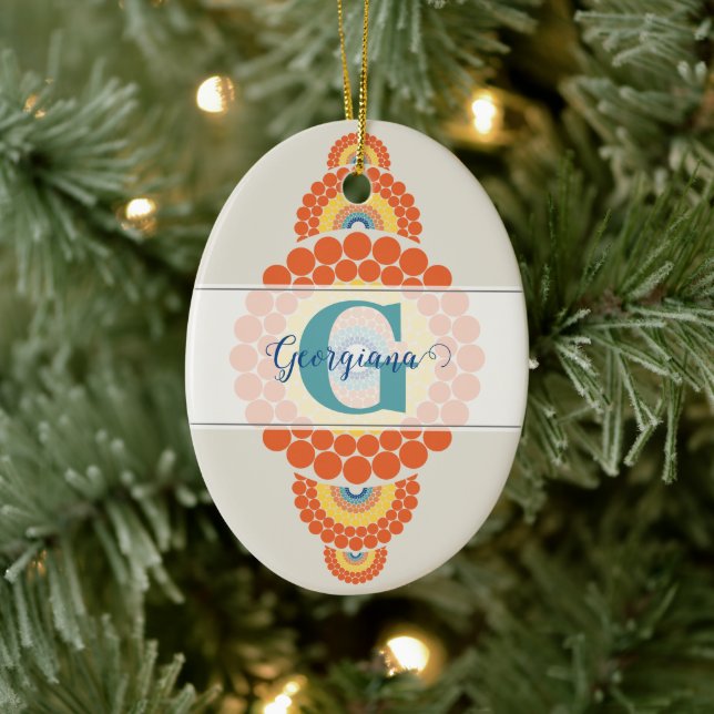 Monogram Radiant Aegean Summer Ornamental Mandala Julgransprydnad Keramik (Träd)