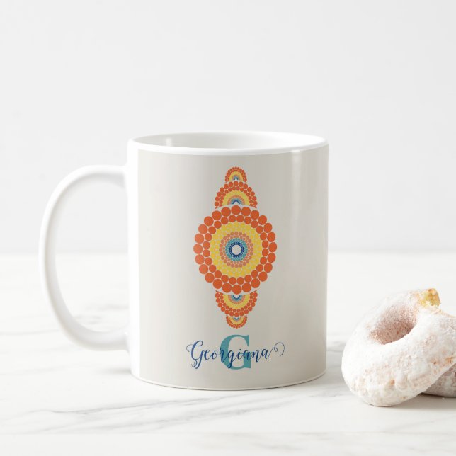 Monogram Radiant Aegean Summer Ornamental Mandala Kaffemugg (Med munk)