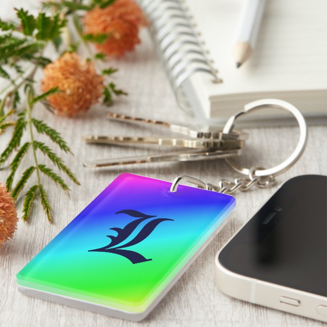 Monogram Rainbow Diagonal Rand Nyckelring (Högra Framsidan)