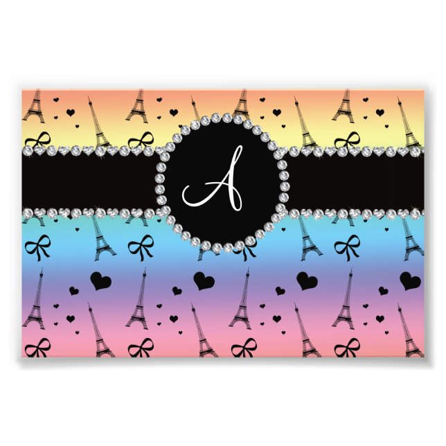 Monogram rainbow eiffel torn mönster fototryck (Framsidan)