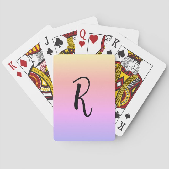 Monogram Rainbow Färg Personlig Casinokort (Baksidan)