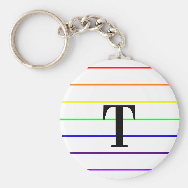 Monogram Rainbow Färg Rand Nyckelring (Framsidan)