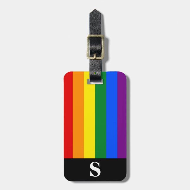 Monogram Rainbow Lesbisk Gay Bisexual Transgender Bagagebricka (Vertikal Framsida)