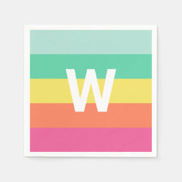 Monogram Rainbow Sherbet Färg Block Personlig Pappersservett