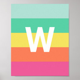 Monogram Rainbow Sherbet Färg Block Personlig Poster
