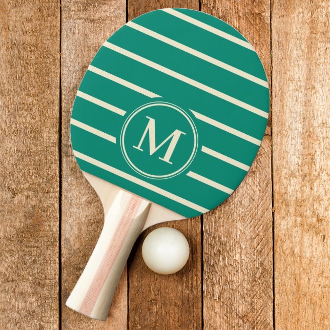 Monogram Randig Aqua Beach Breeze Färg Pingisracket (Skapare uppladdad)